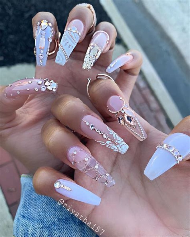 130+ Elegant Rhinestones Coffin Nails Designs Stiletto nails designs
