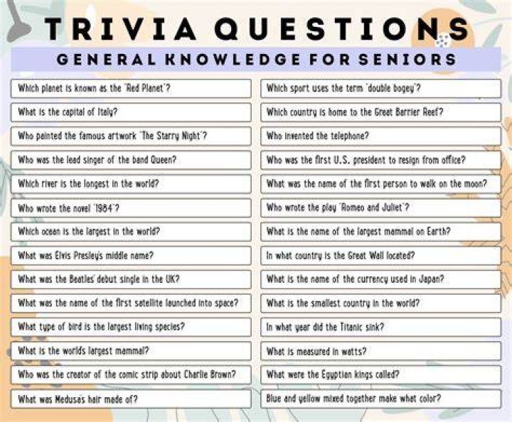 145 Easy Trivia for Seniors (Questions & Answers) in 2022 Trivia for