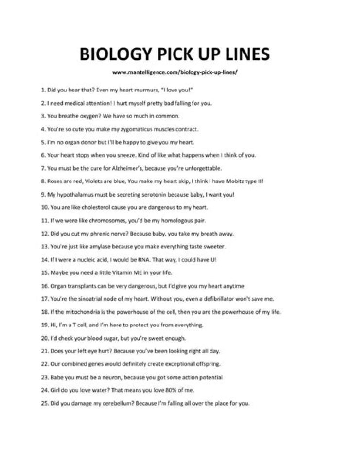 72+ Bio Pick Up Lines And Rizz