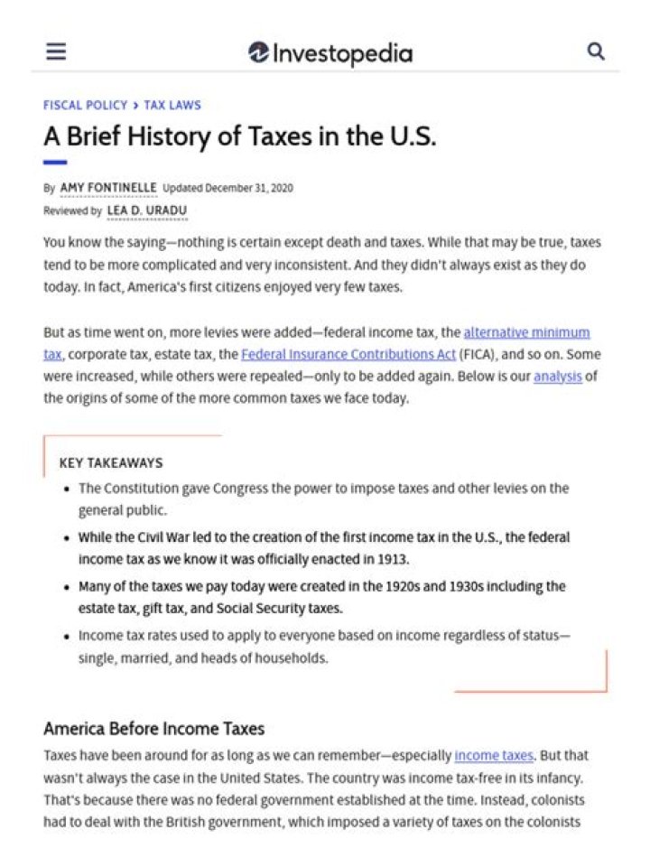 A Brief History of Taxes in the U.S.