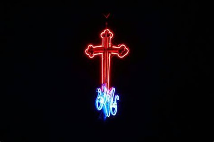 A lighted cross.