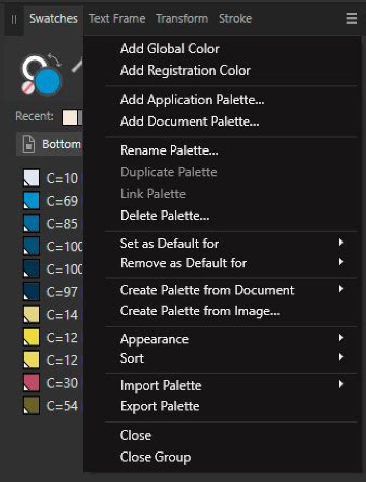 Add current fill to palette