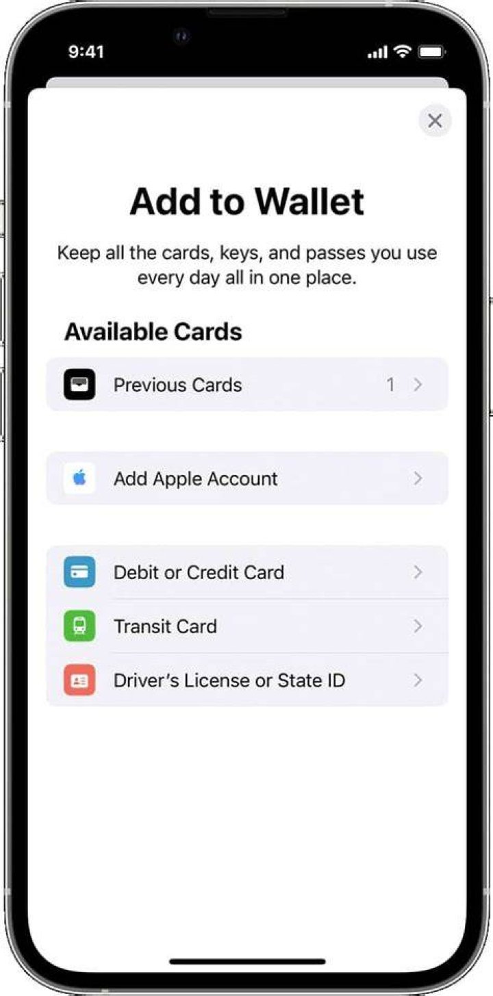 Add to Wallet screen