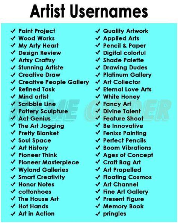 Art Usernames 500+ Cool Art Names Ideas for Instagram
