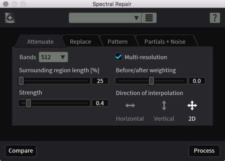 Attenuate tab of Spectral repair