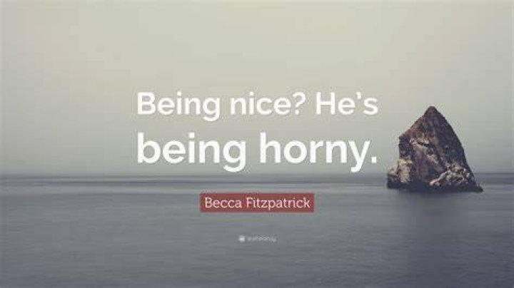Becca Fitzpatrick Quote &ldquo;Being nice? He&rsquo;s being horny.&rdquo;