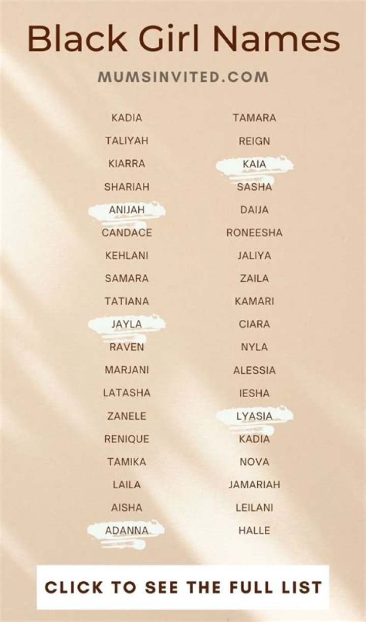 BLACK NAMES FOR GIRLS