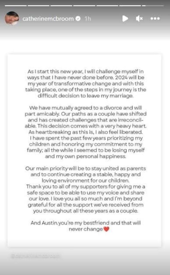 Catherine McBroom divorces Austin McBroom due to “irreconcilable