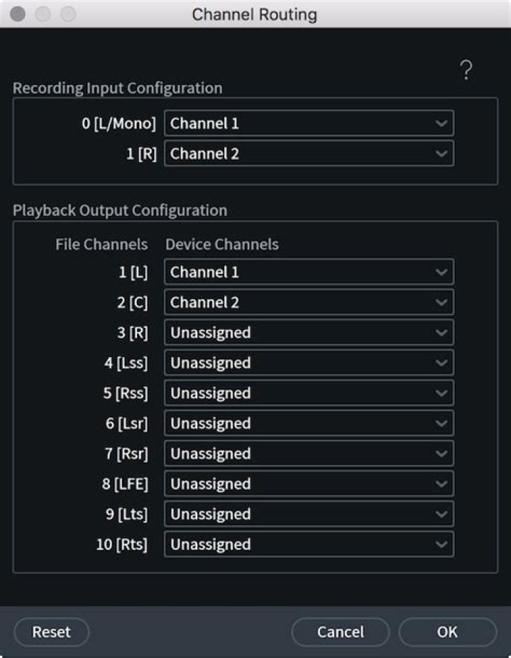 Channel Routing Dialog