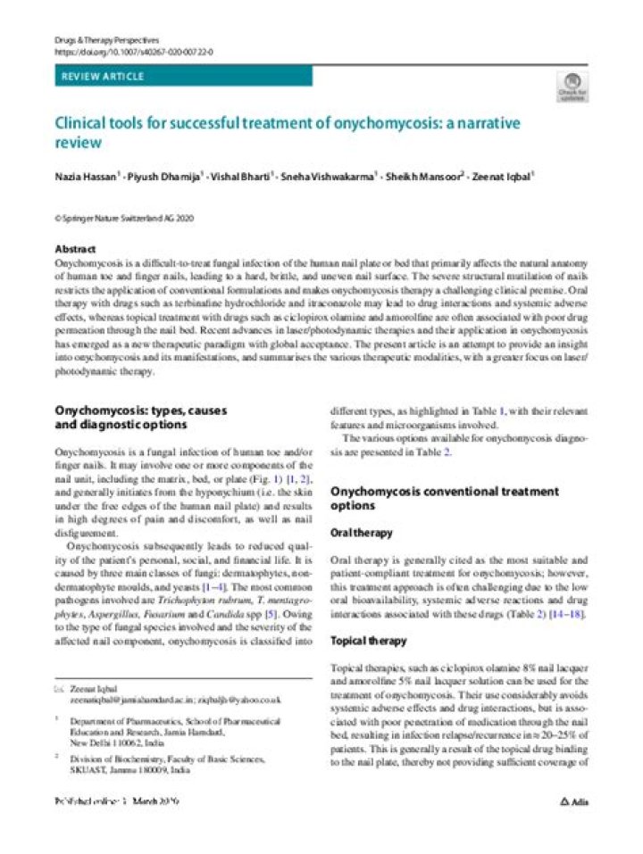 Clinical tools for successful treatment of onychomycosis: a narrative review SpringerLink