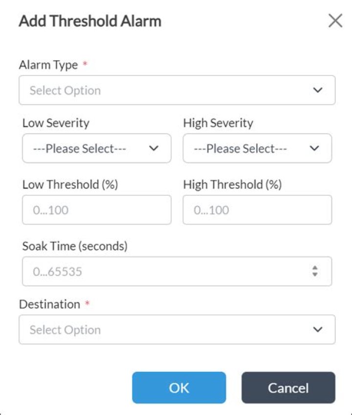 Configure the threshold alarms
