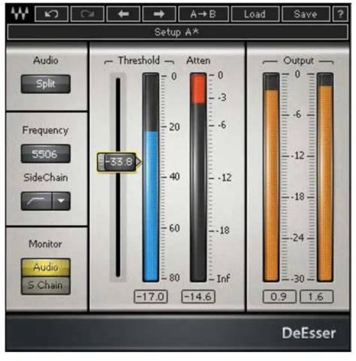 De-esser module primary controls