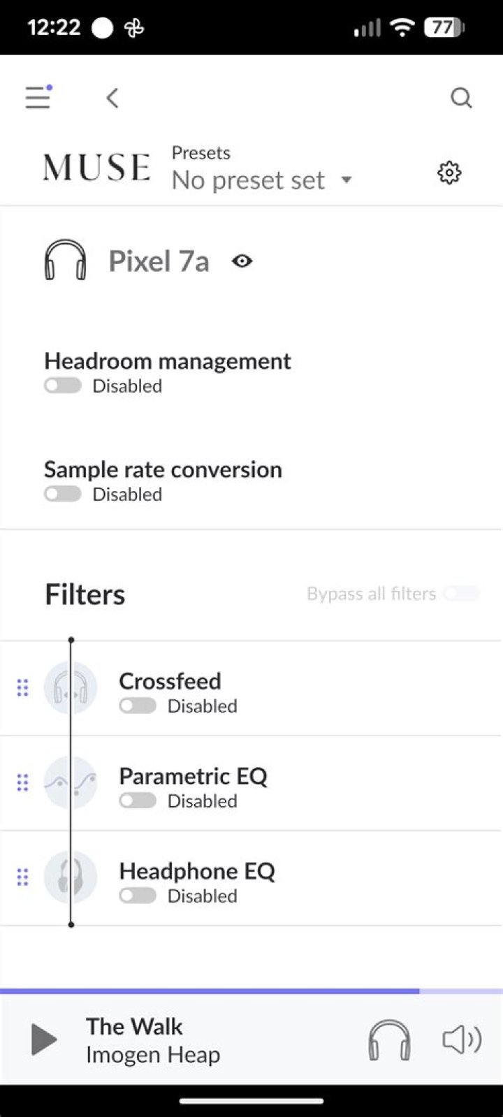 EQ Filter menu