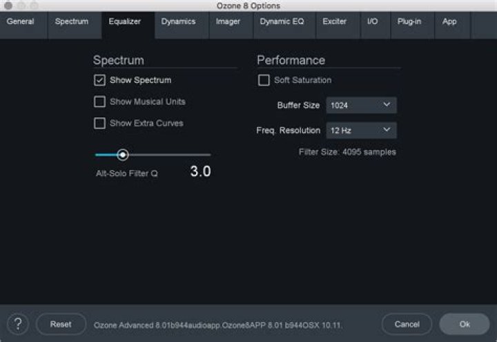 EQ Options tab