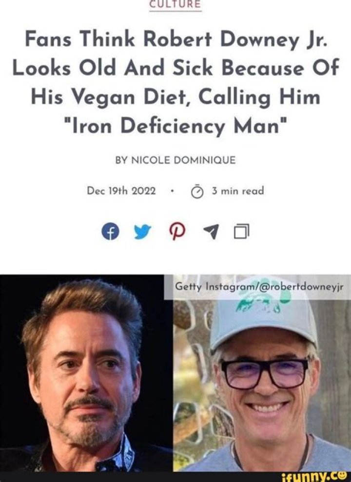 Fans Think Robert Downey Jr. Looks Old And Sick Because Of His Vegan