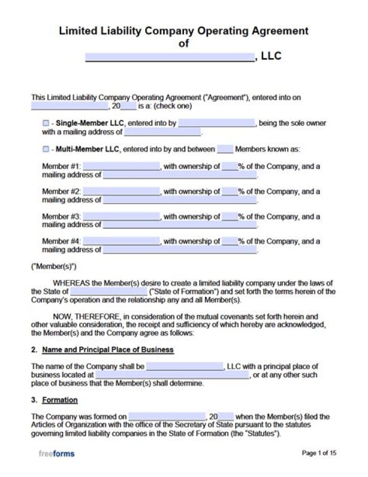 Free LLC Operating Agreement Template TRUiC