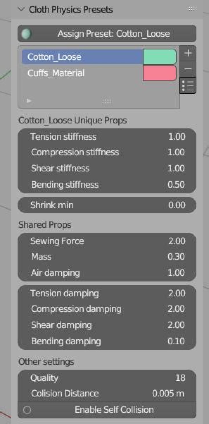 Global presets button