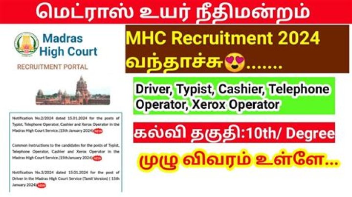 High Court Recruitment 2024 - 19,500 - 71,900 Monthly Salary - Huge Job Openings - 10TH Pass - Apply Now