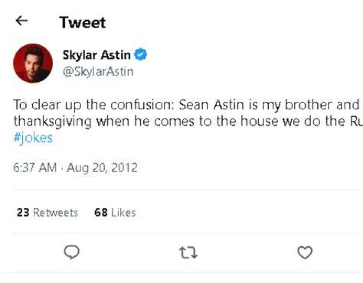 Is Skylar Astin related to John Astin?