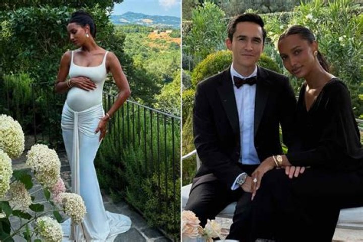 Jasmine Tookes and husband Juan David Borrero attend Paris Hilton's