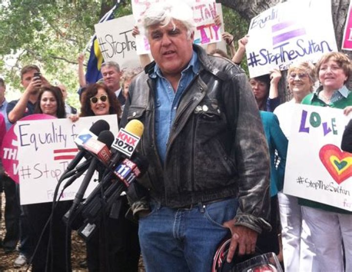 Jay Leno Joins Feminists at Beverly Hills Hotel Protest 'What Year Is