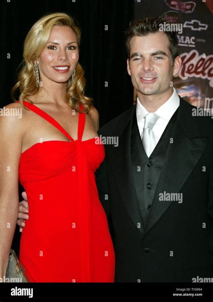Jeff Gordon and girlfriend Amanda Church pose for pictures at the 2003