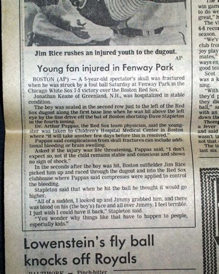 Jim Rice saves young boy's life... 1982...