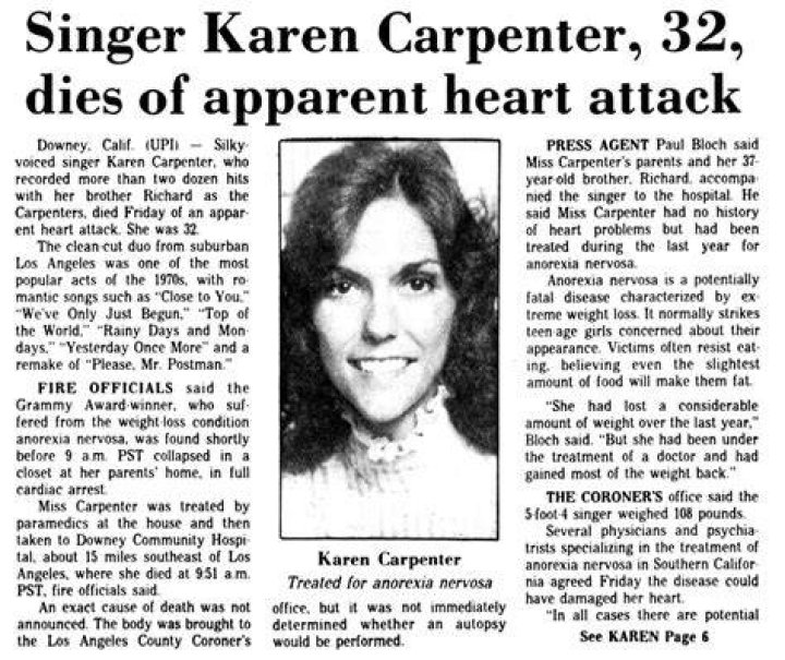 Karen carpenter last photo monolomi