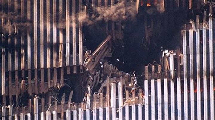 Last image of Edna Cintron standing on the edge of the WTC ruin before