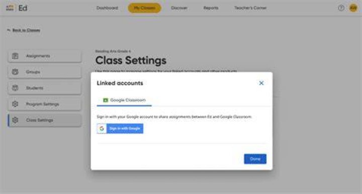 Linked accounts dialog box Linked accounts dialog box