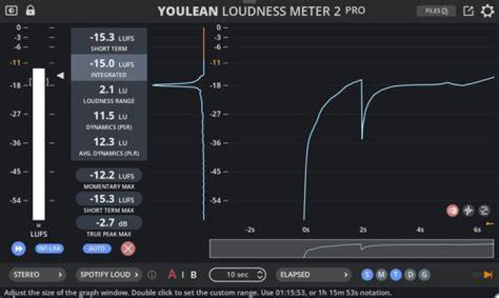 Loudness meter options button