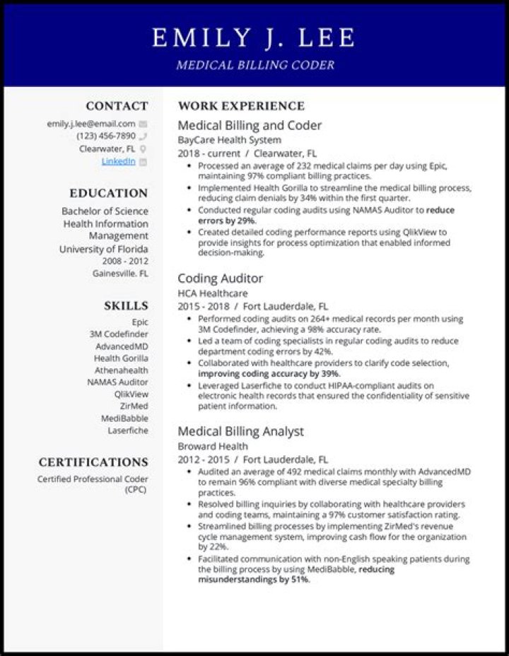 Medical Billing and Coding Resume Skills & Free Download
