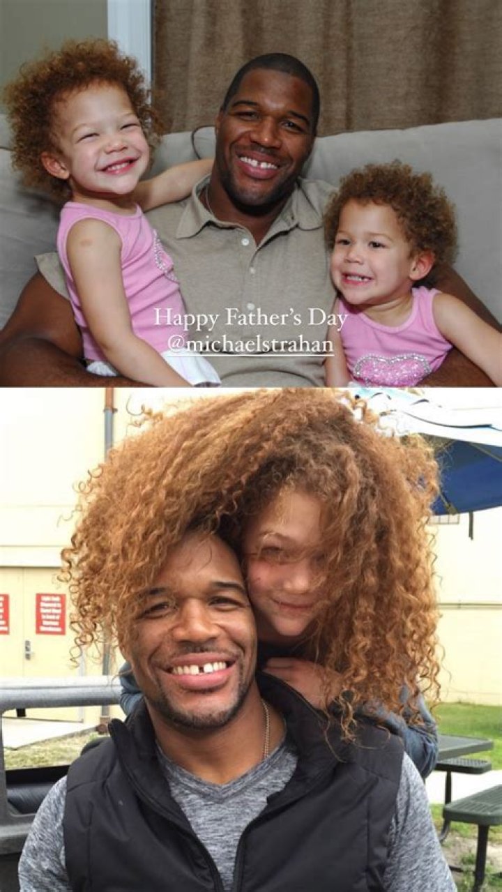Michael Strahan brings twin daughters Isabella and Sophia to the Kids
