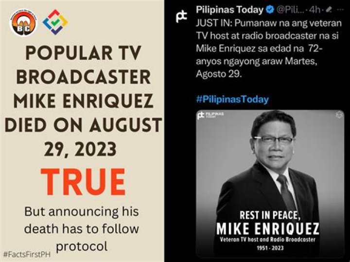 Mike Enriquez Death Cause Veteran Filipino Broadcaster Dies After Long