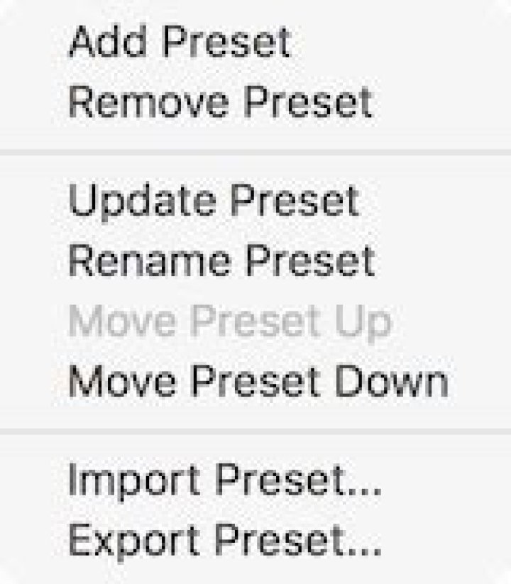 module preset menu