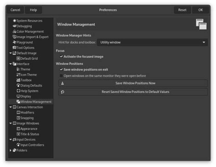 Modules Options Window