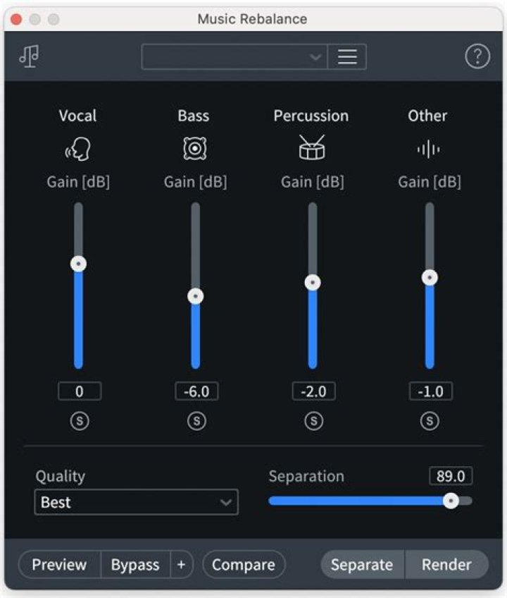 Music Rebalance module interface