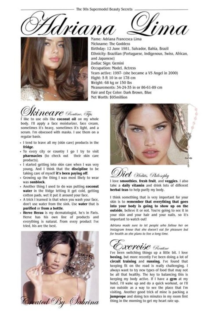 Name Adriana Lima, Profession Supermodel, Nationality Brazil