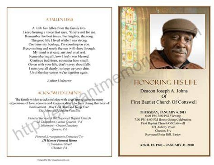 Obituary Examples For Funeral Program