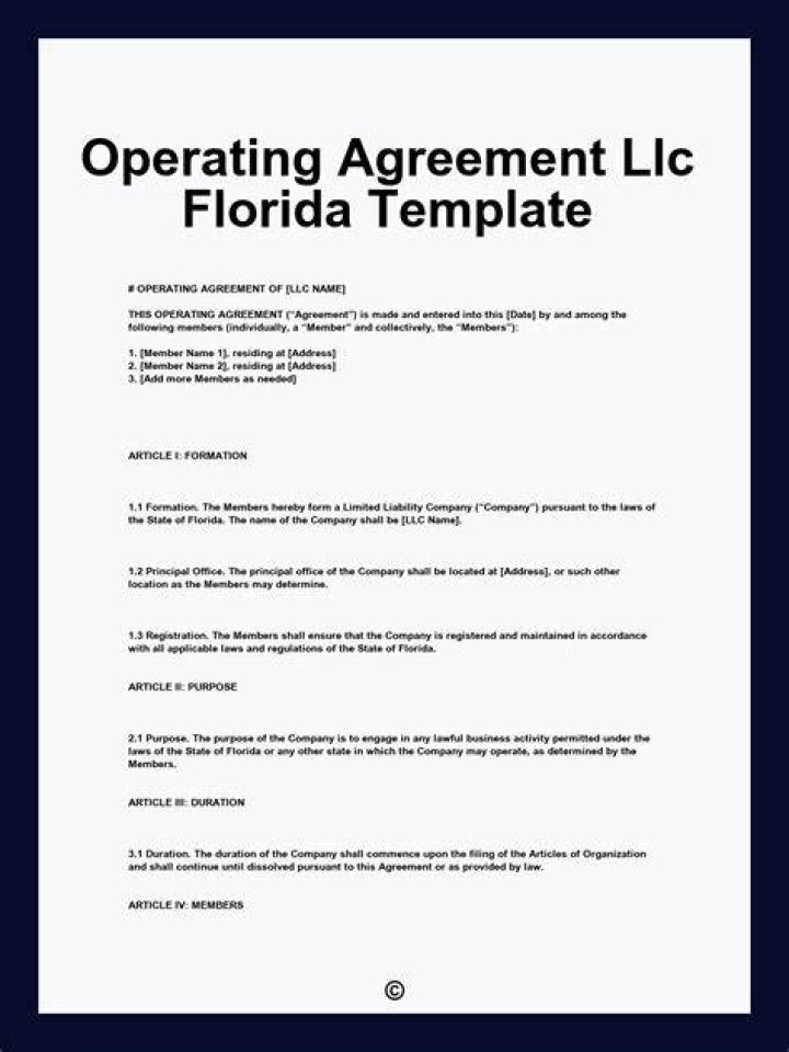 Operating Agreement Llc Florida - Fill Online, Printable, Fillable, Blank pdfFiller