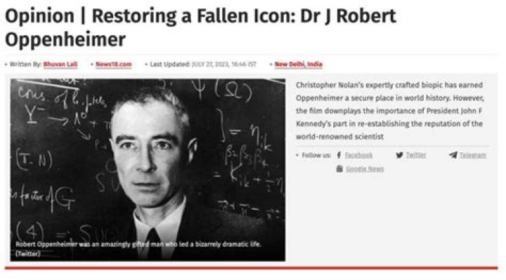 Opinion Restoring a Fallen Icon Dr J Robert Oppenheimer News18