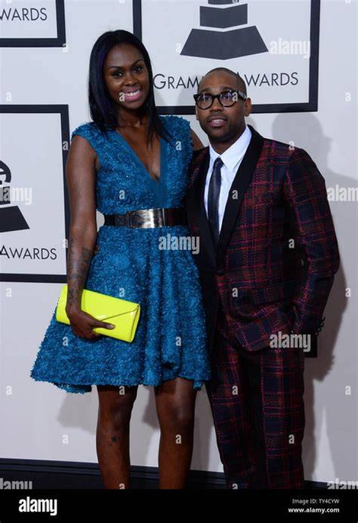 PJ Morton and wife arrive at the 56th annual Grammy Awards at Staples