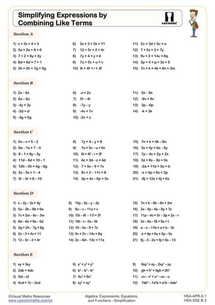 PPT Evaluating Expressions and Combining Like Terms PowerPoint