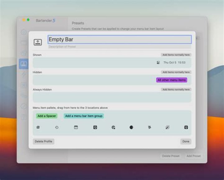 preset bar