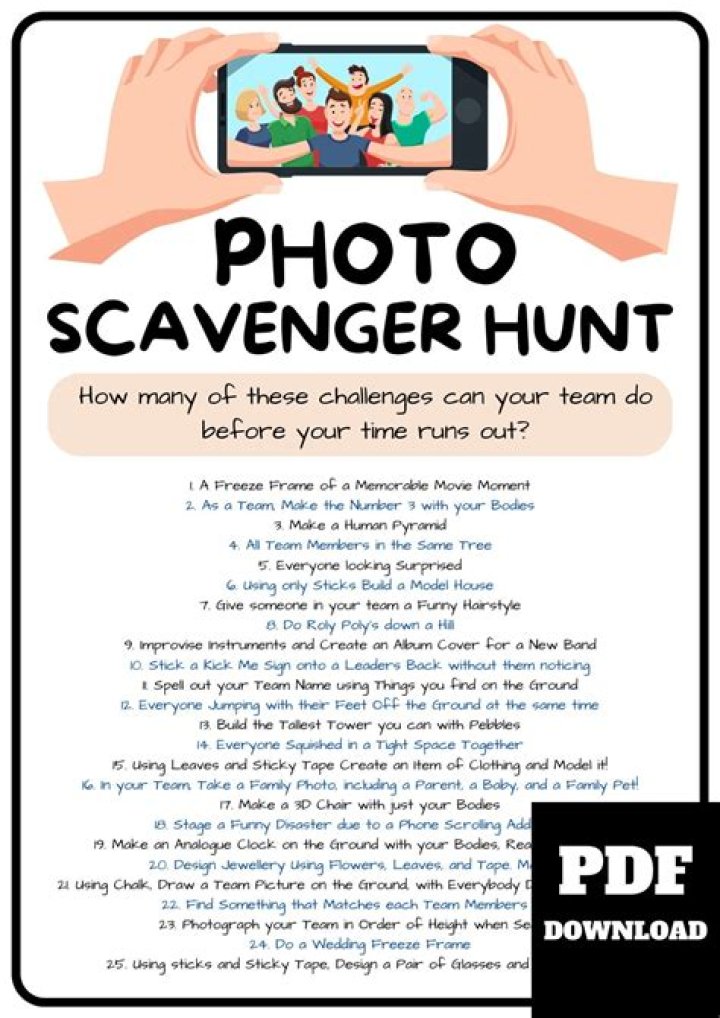 Printable Photo Scavenger Hunt for Tweens, Teens, & Adults