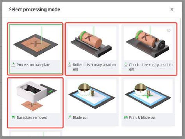 Processing modes LR selected
