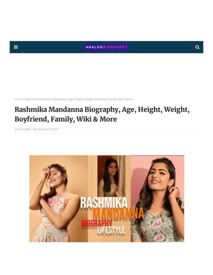 Rashmika Mandanna Wiki, Age, Height, Salary, Husband, Biography