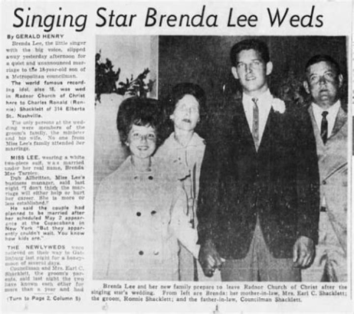 Ronnie Shacklett Married Brenda Lee in 1963 Amazing Facts about him