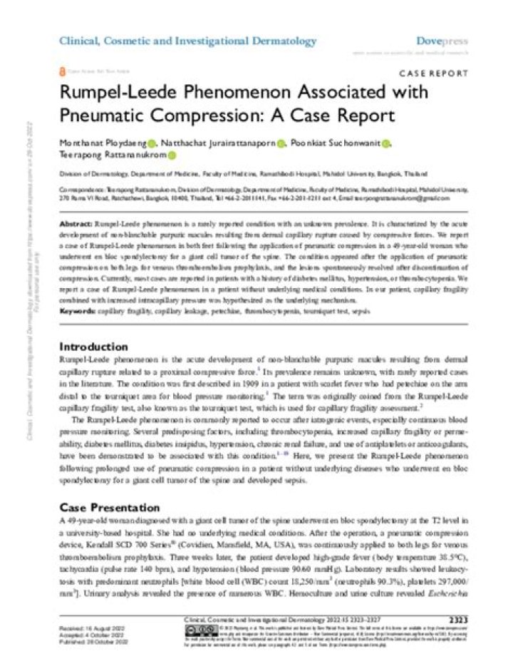 rumpel leede phenomenon associated with blood flow restriction training