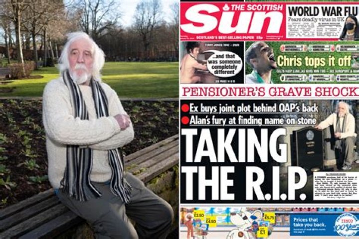 Scots pensioner, 75, whose ex put his name on a gravestone uncovers